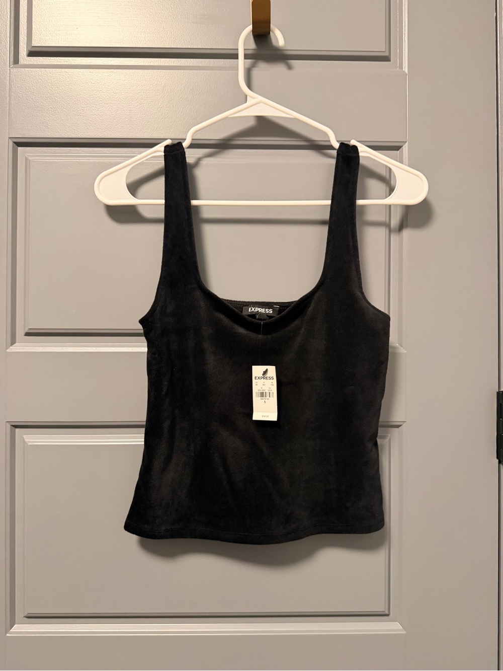 Express Black Suede-Texture Tank Crop Top SMALL NWT
